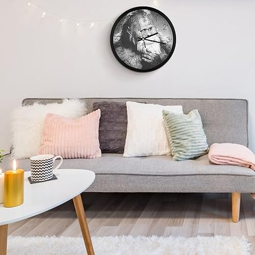 Miniatura 5 de Bigfoot Sasquatch Reloj de pared de moda, silencioso, sin tictac, reloj de pared redondo para sala de estar, cocina, hogar, decoración de dormitorio