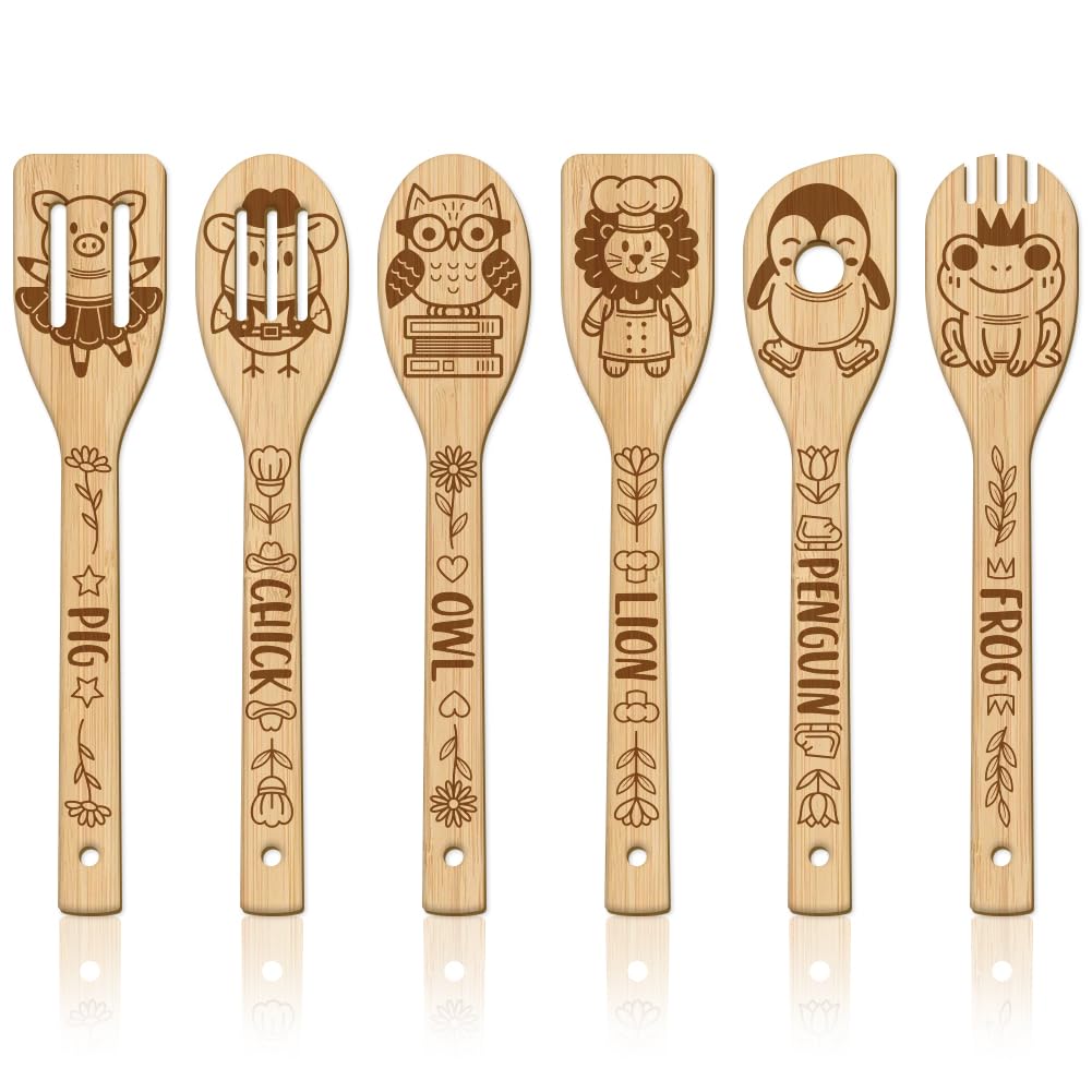 Utensilios de cocina de bambú animados para cocinar recetas divertidas en familia 1