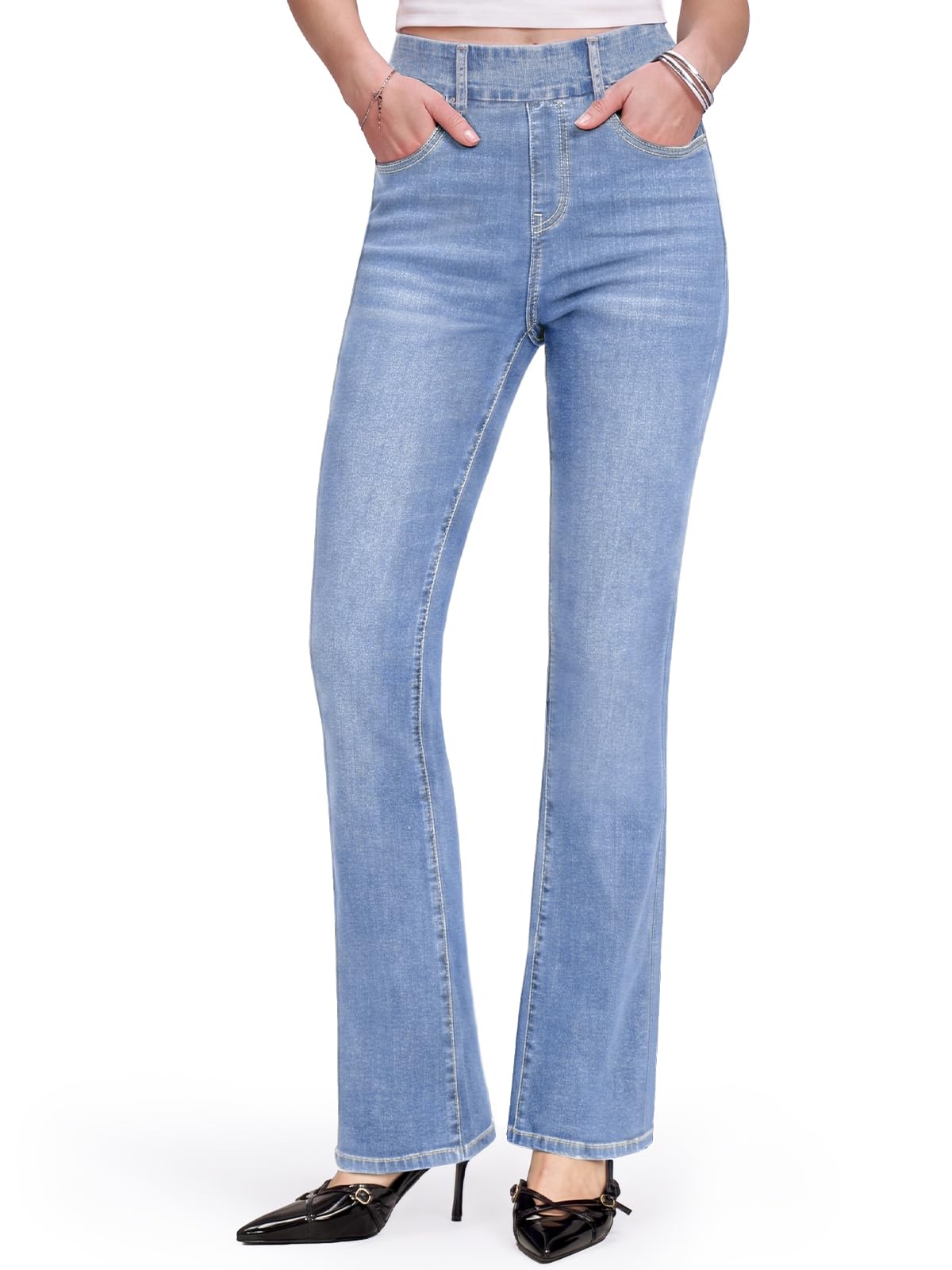 Jean Femme,Taille Haute Slim Bootcut Pantalon