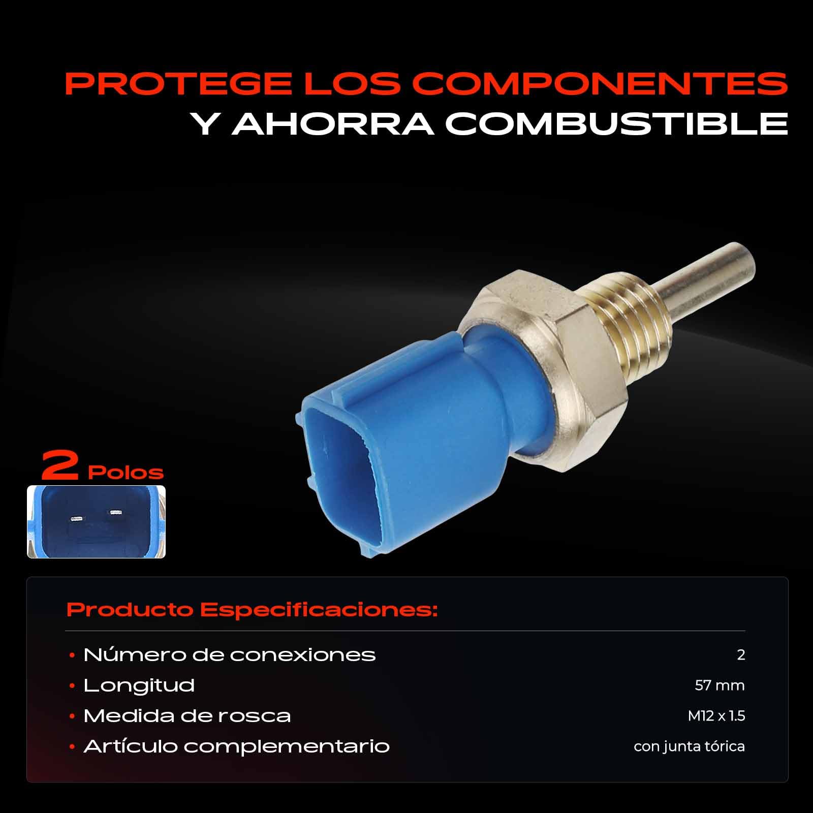 Frankberg Sensor de temperatura del refrigerante 2263044B10 | Compatible con: Autobús NV200/Evalia, Q50, Saloon Tiida SC11, Grand Scénic III JZ0/1, X-Trail T30, Dokker MPV KE