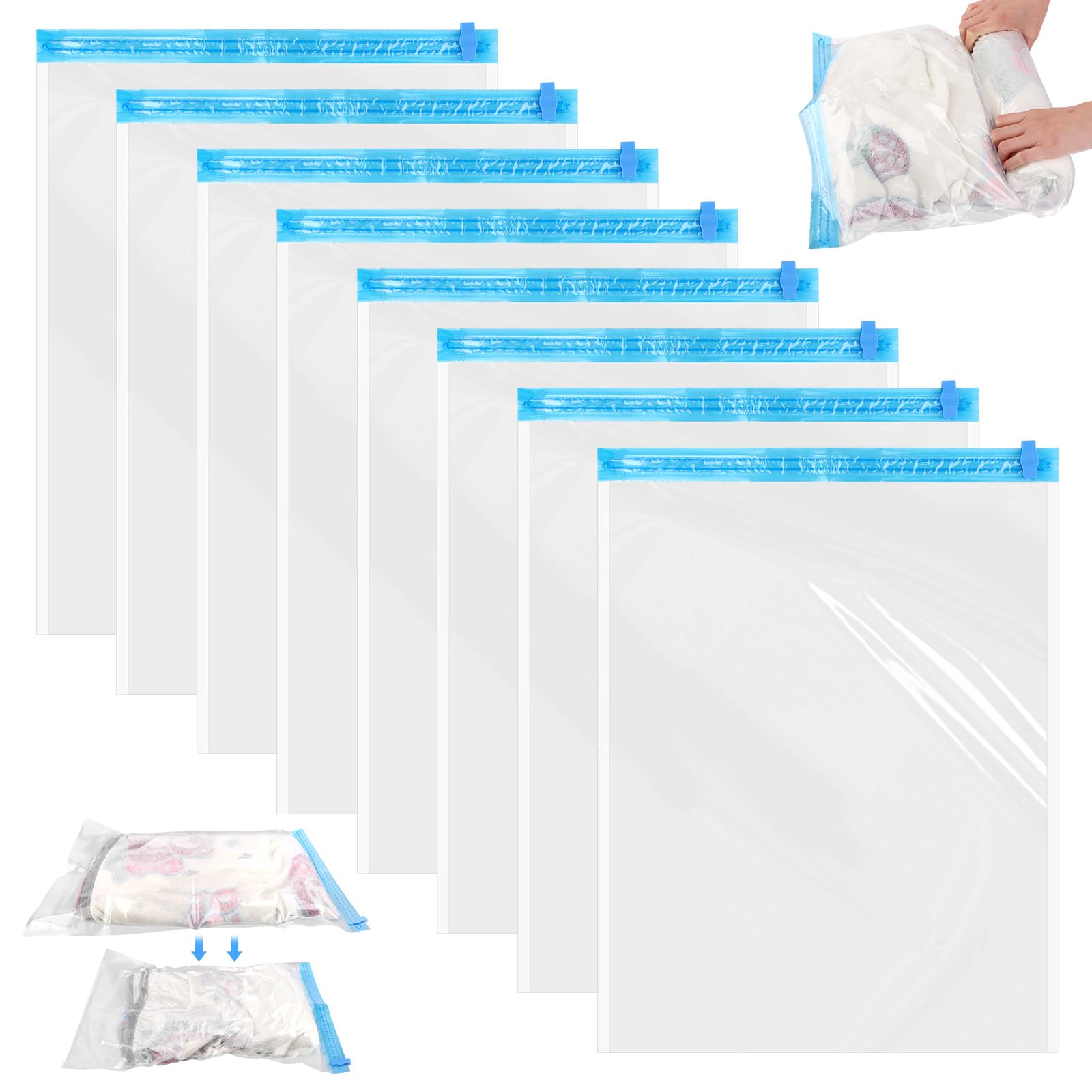 6 Sacchetti Sottovuoto Per Vestiti 60x40cm - Senza Pompa, Per Viaggi E Armadi