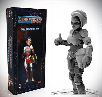 Starfinder Unpainted Miniatures Halfling Pilot- 32mm Unpainted Plastic Miniatures by Archan Studio - for Kids and Adults Ages 14+