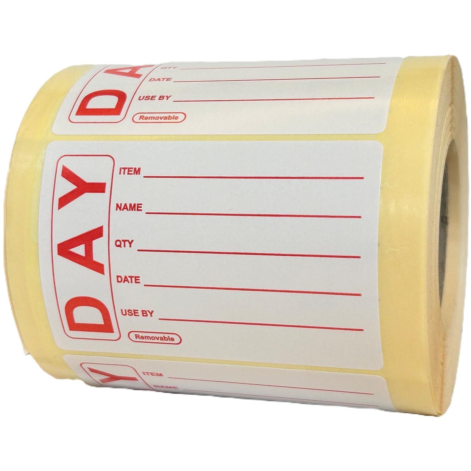 500 Removable Food Rotation Labels 76mm x 50mm | Red Food Prep & Use By Labels | Catering Kitchen Food Safety Stickers on Roll