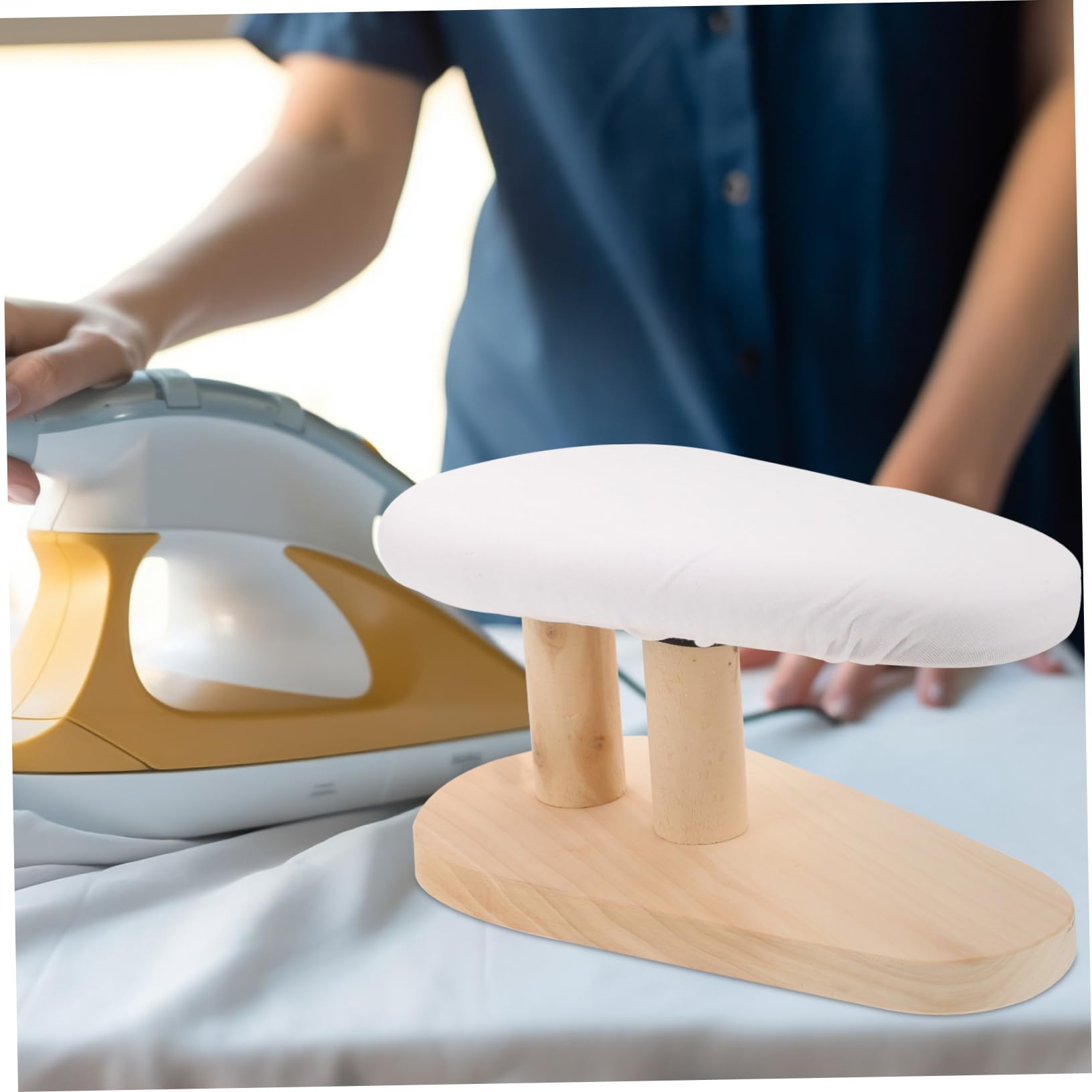 DOITOOL Asse da Stiro Tavolo da Stiro Portatile Multifunzionale Pannello Curvo in Legno Design Versatile e Pratico per Abiti e Maniche per Uso Domestico