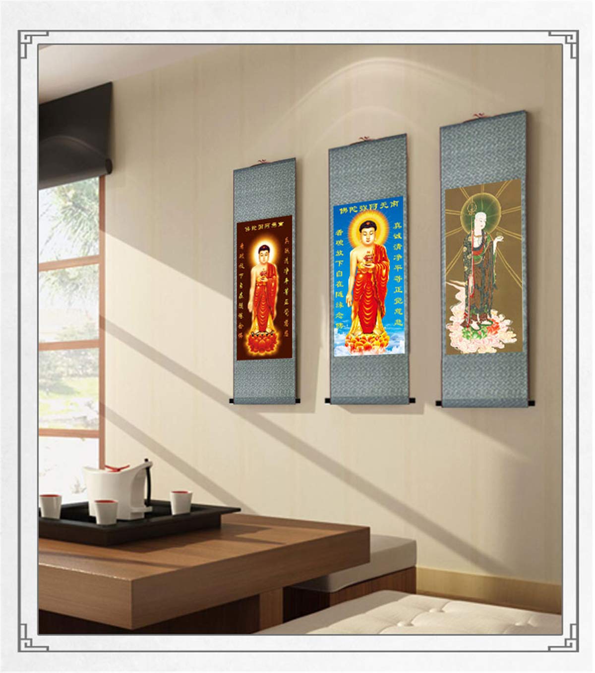 Zzooi Ksitigarbha jedwabny wiszący obraz sztuka ścienna wiszący zwój, Ksitigarbha Bodhisattva