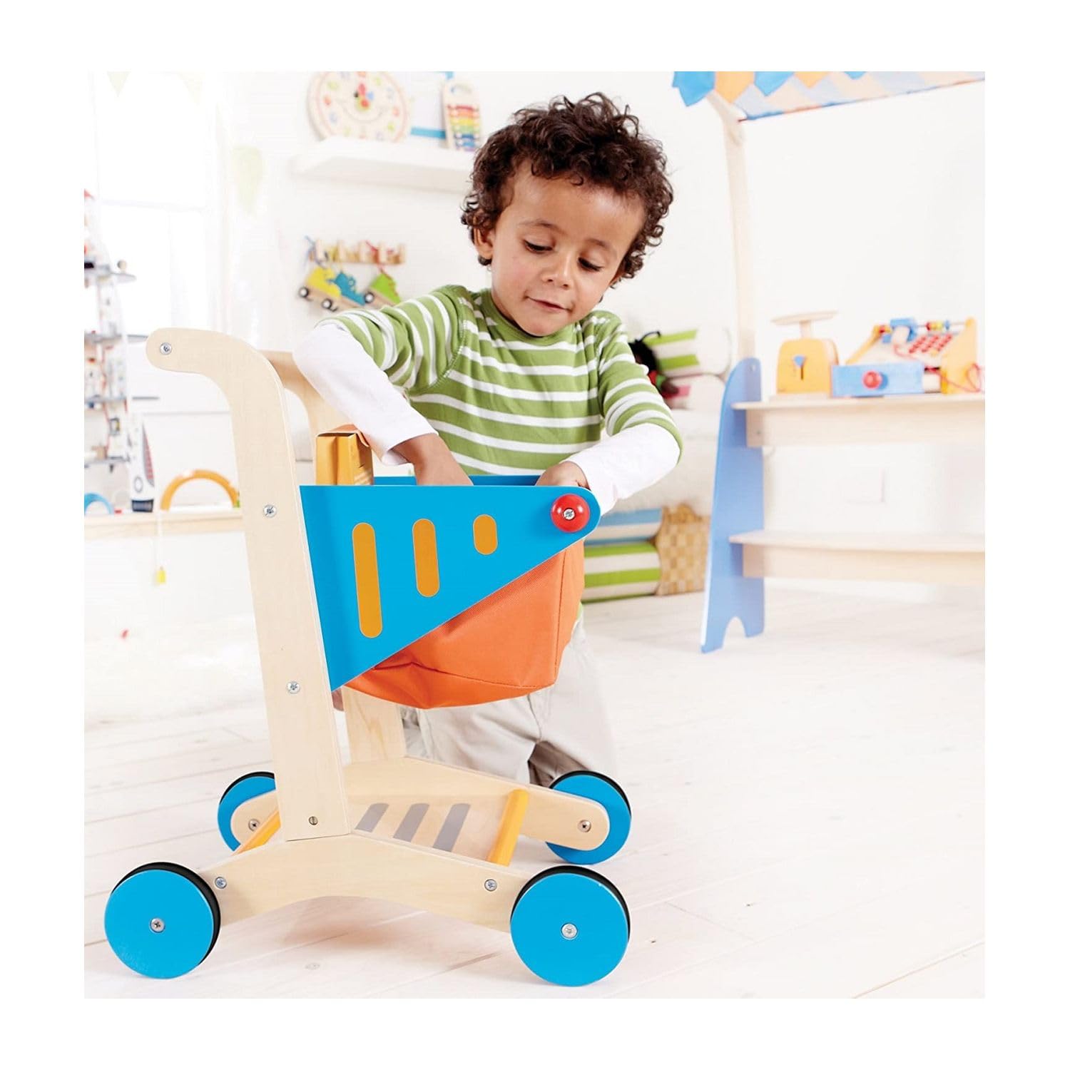 Hape E3123 Wooden Shopping Trolley, Multicolor, M