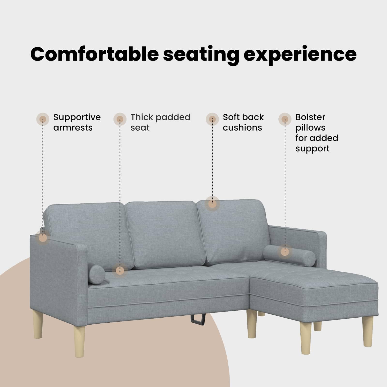 vidaXL Sofa Set mit Kissen Hellgrau Polyester