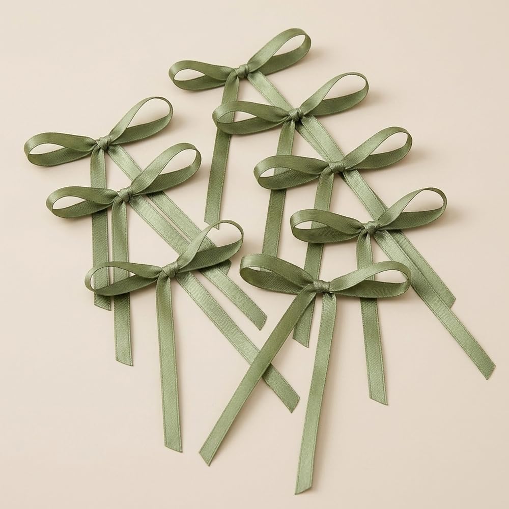 30 Pcs Sage Green Bows Decoration for Birthday Cake