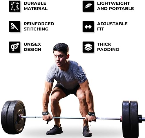 Miniatura 3 de Lifting Straps for Weightlifting, Bodybuilding, Powerlifting, Strength Training, & Deadlifts - Padded Neoprene 21 inch Cotton Lifting Wrist Straps,