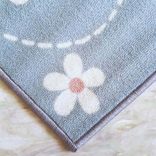 Image of Matz&More Kids Play Area Rug | 100x150 cm | Blue Pink Cute Giraffe Garden Design| Soft Nylon Loop Pile Carpet with Anti-Slip Backing | Children's Play, Bed & Classroom Floorings