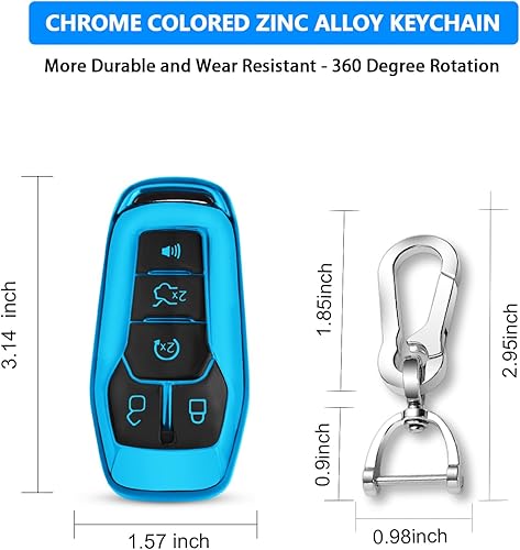Miniatura 5 de QBUC Funda para llavero Ford con llavero, carcasa de llave compatible con Ford Explorer F150 Lincoln MKC MKX MKZ Fusion Mustang Edge Accesorios de