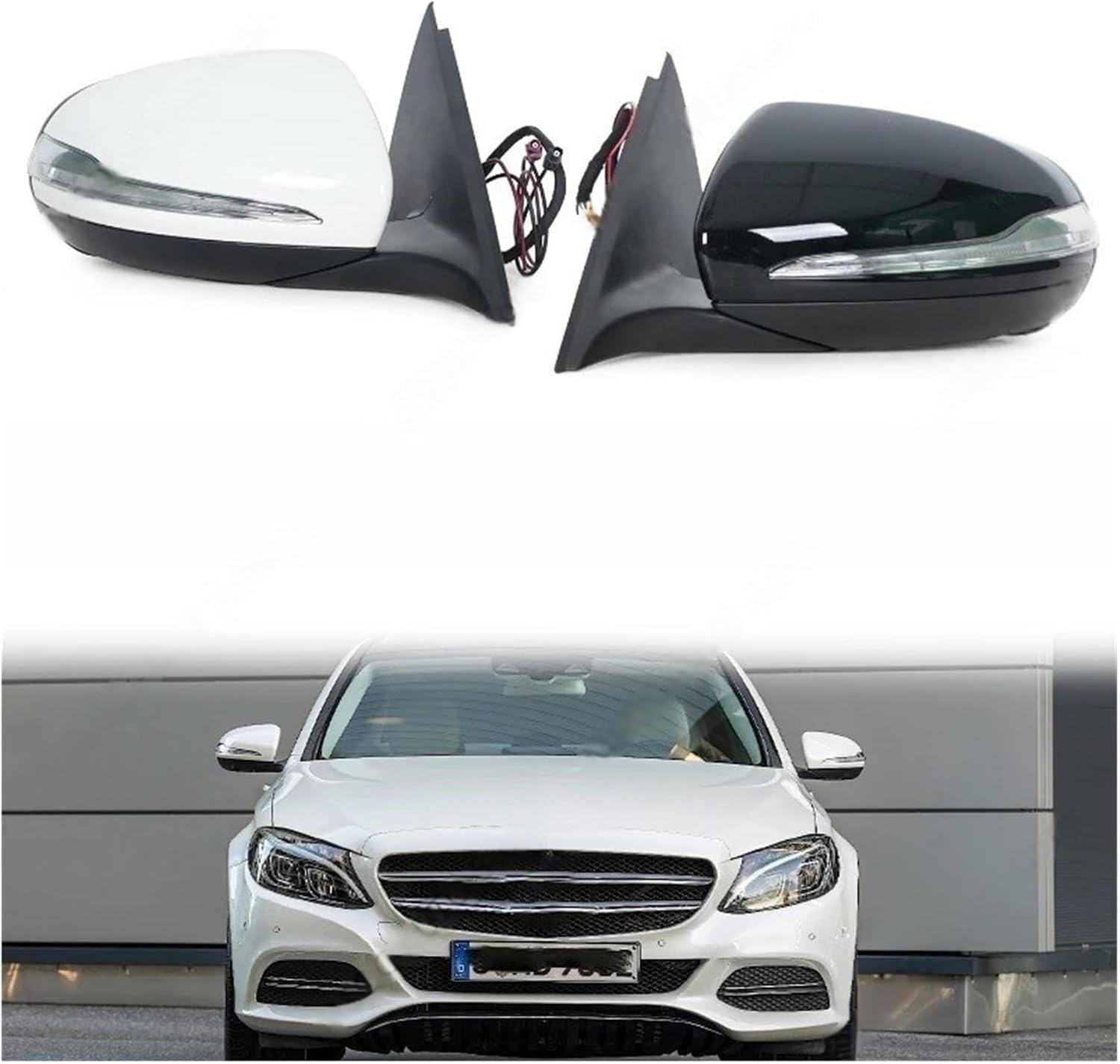 Car Side Power Rear View Mirror Assembly Blind Spot Compatible For Benz W205 C Class C180 C300 C200 C260 2014 2015 2016 2017 2018(1PC Left Black)