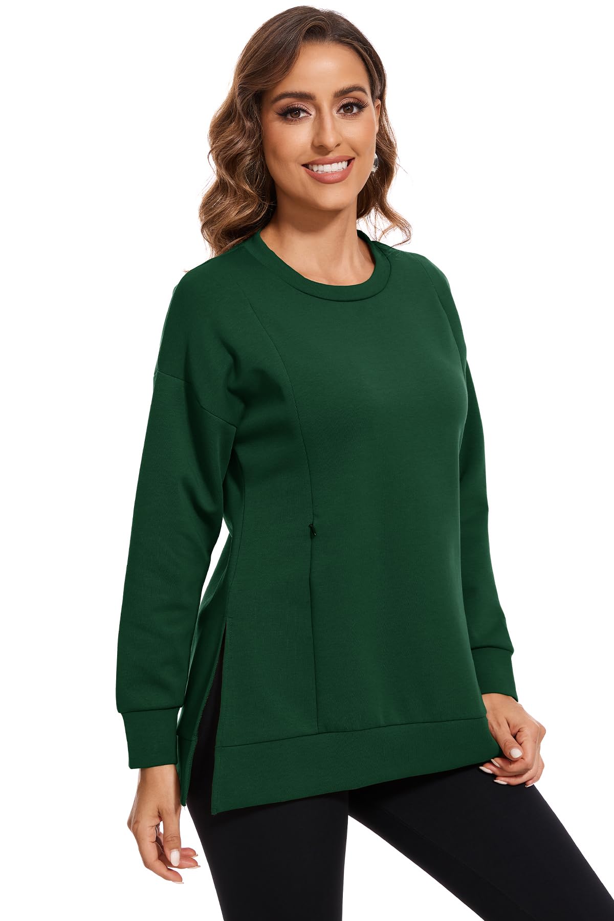 Smallshow Damen Still-Top, Sweatshirt, langärmelig, seitlich geteilt, Stillshirt