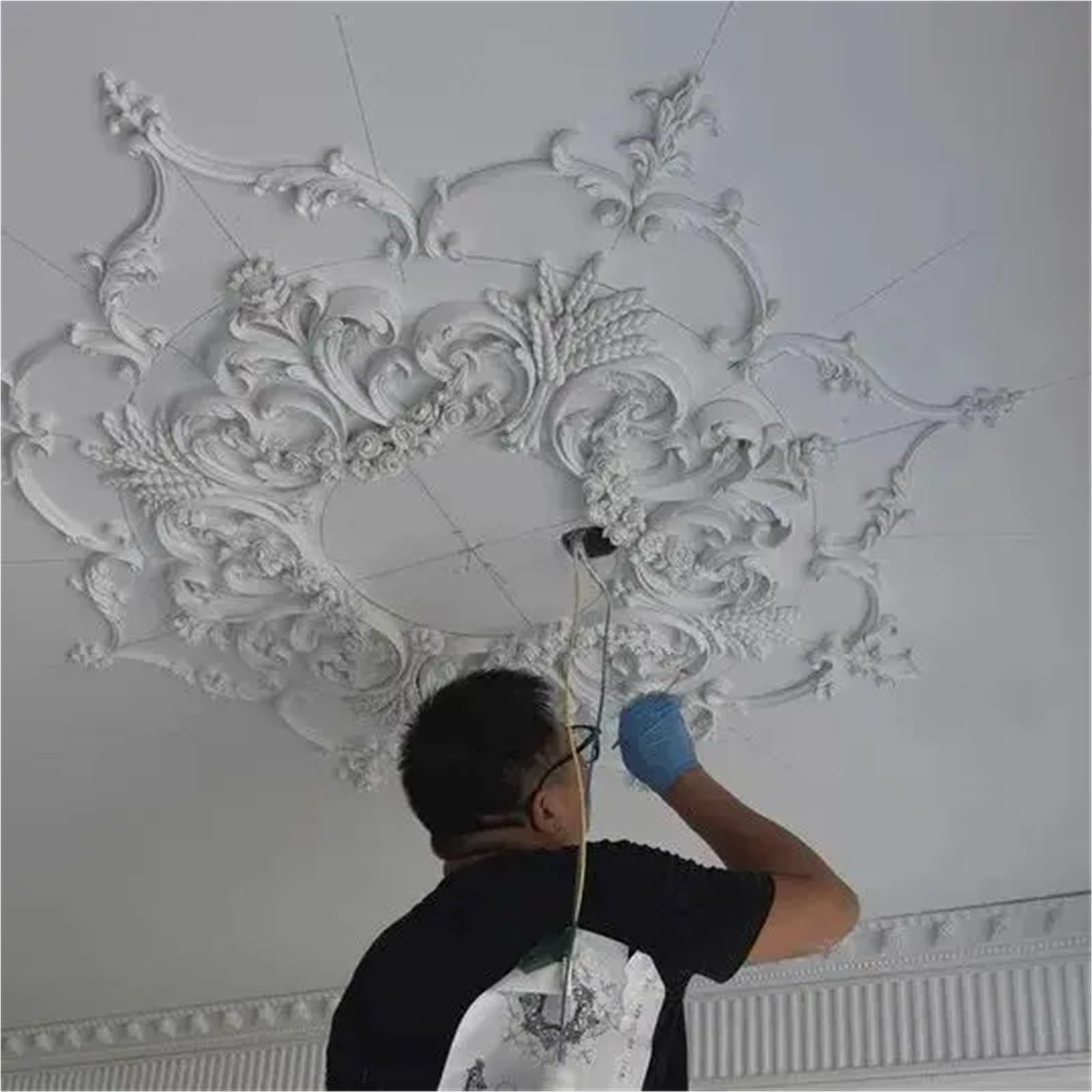 Stili multipli Decorazione della casa Soffitto in PU Profili for facciate continue Modanatura degli angoli parete angolare cornice(20.7x10.4cm)