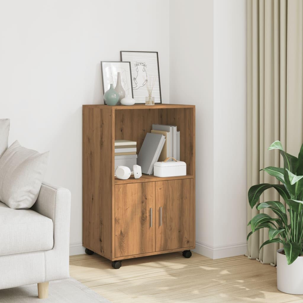 vidaXL Armoire à roulettes chêne Artisanal 55x40x91 cm Bois ingénierie, classeur, Armoire de classement pour Maison, classeur pour Bureau à Domicile