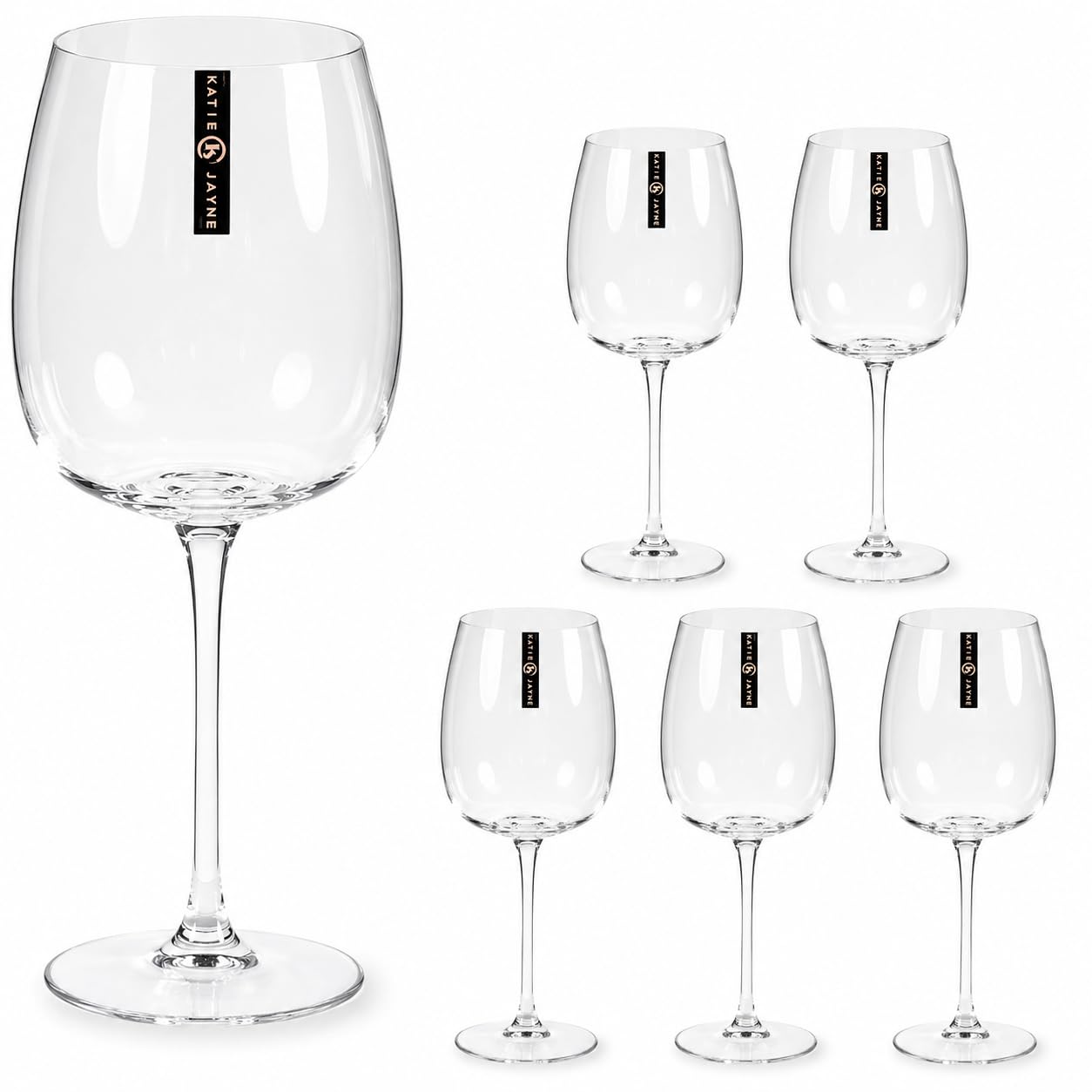 Katie Jayne Amphitrite 500ml Large Wine Glasses Set of 6, Gift-Boxed Set