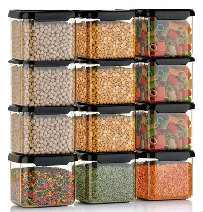 DELSHA WITH DEVICE OF D Plastic Air Tight Containers For Kitchen Organizer Storage Set, Kitchen Accessories Items Kitchen Storage Set Pantry Organization And Kitchen Storage (500 Ml Black Set 6) (B0D6NDXQ6V) Amazon Price History, Amazon Price Tracker