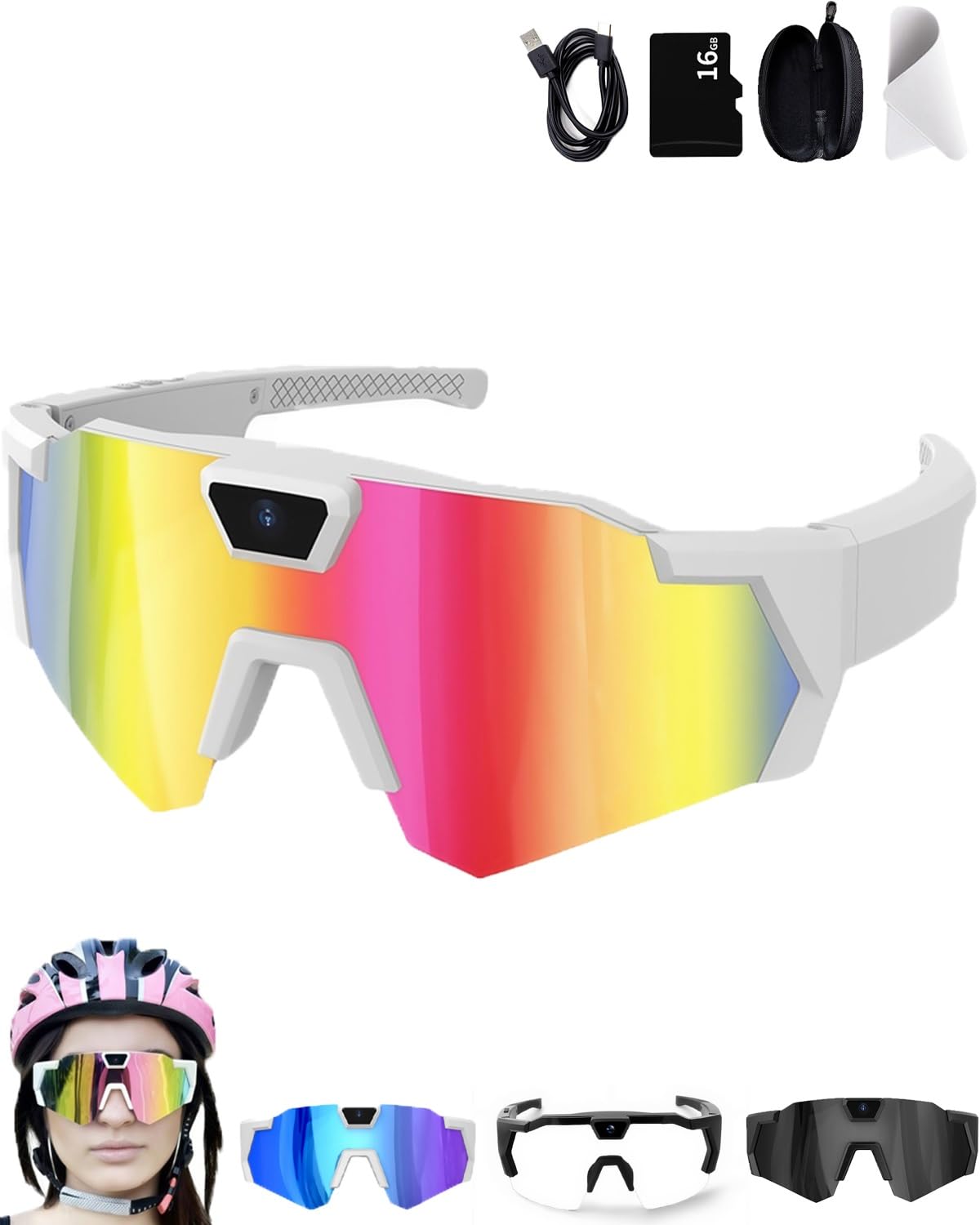 Pov Glasses 4k Baseball with Camera Smart Glass for Men Women Sunglasses Cameras and Audio Video Action 2026 Upgrade Eyeglasses Running Style Meets Function Sports Cycling Hiking HD(Iridescent)