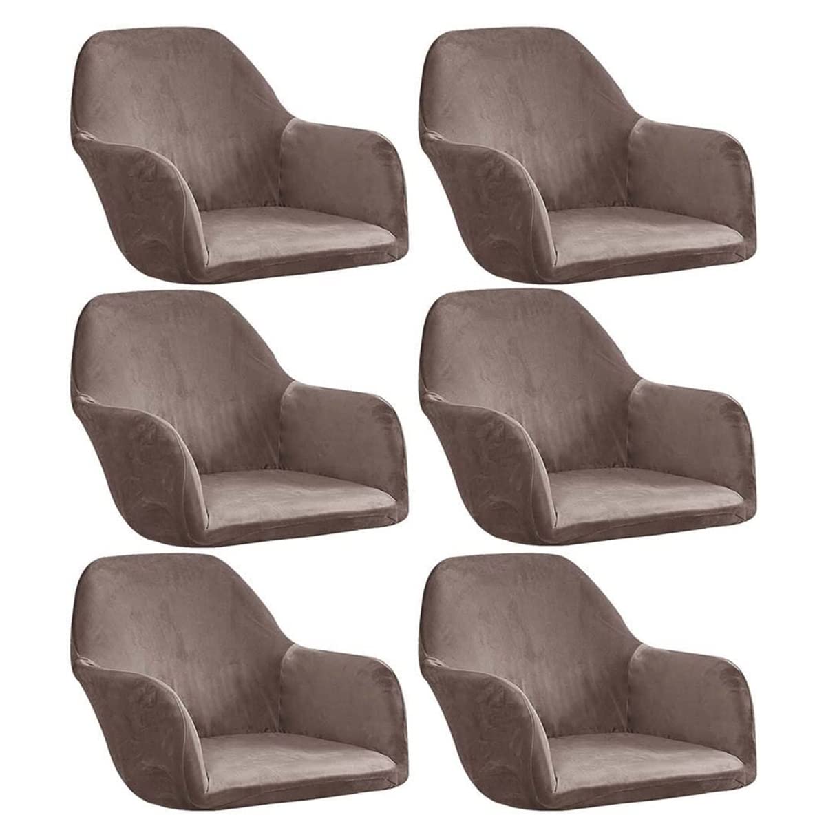 WJHDWYD Armchair Cover Elastic Chair Covers with Armrests Universal 1/2/4/6 Pieces Chair Slipcover for Office Dining Room Kitchen Modern(Tortora,6 pezzi)
