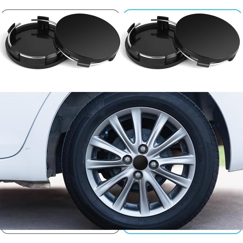 4 Cache Moyeux Citroën C4 Cactus 2014+ 60mm - Enjoliveurs Roue Centre Jante ABS Noir, Protection Et Style