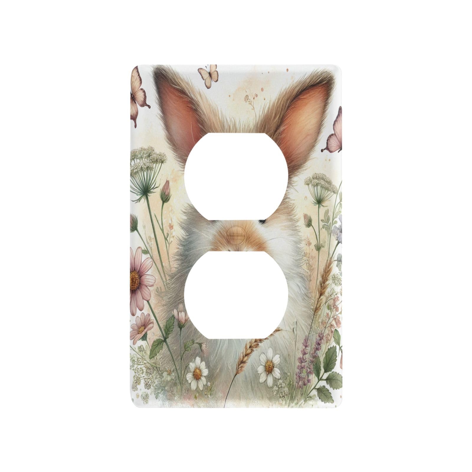 Flowers Butterfly Easter Light Switch Cover Decorative Receptacle Outlet Wall Plate Guard Plastic Outlet Covers for Living Room Home Decor Kitchen (Duplex Outlets Cover)