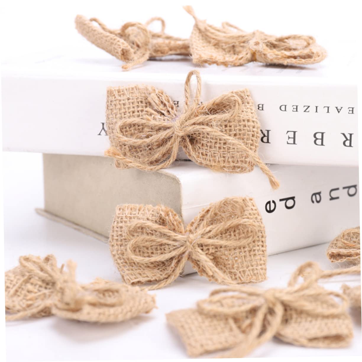 Cabilock 5 Set Fiocco di Juta Decorazioni Natalizie Addobbi Natalizi Decorazione Matrimonio Piccolo Nastro Mini Fiocco Nuziale Decorazione ' di Natale Intorpidito 15 Pezzi * 5