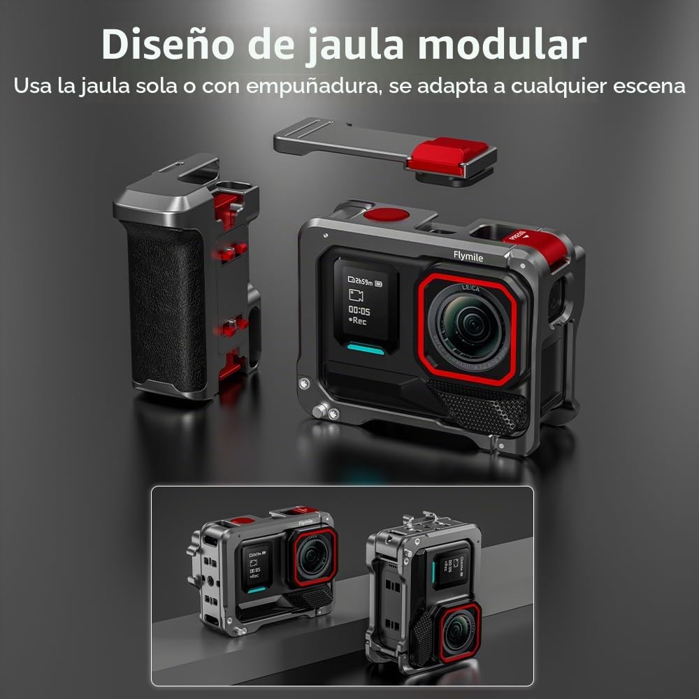 Paquete de Empuñadura Xplorer para Insta360 Ace Pro 2, Disparo Mango Metal Cámara Jaula Horizontal Vertical Marco Accesorios para Insta360 Ace Pro/Ace Pro 2