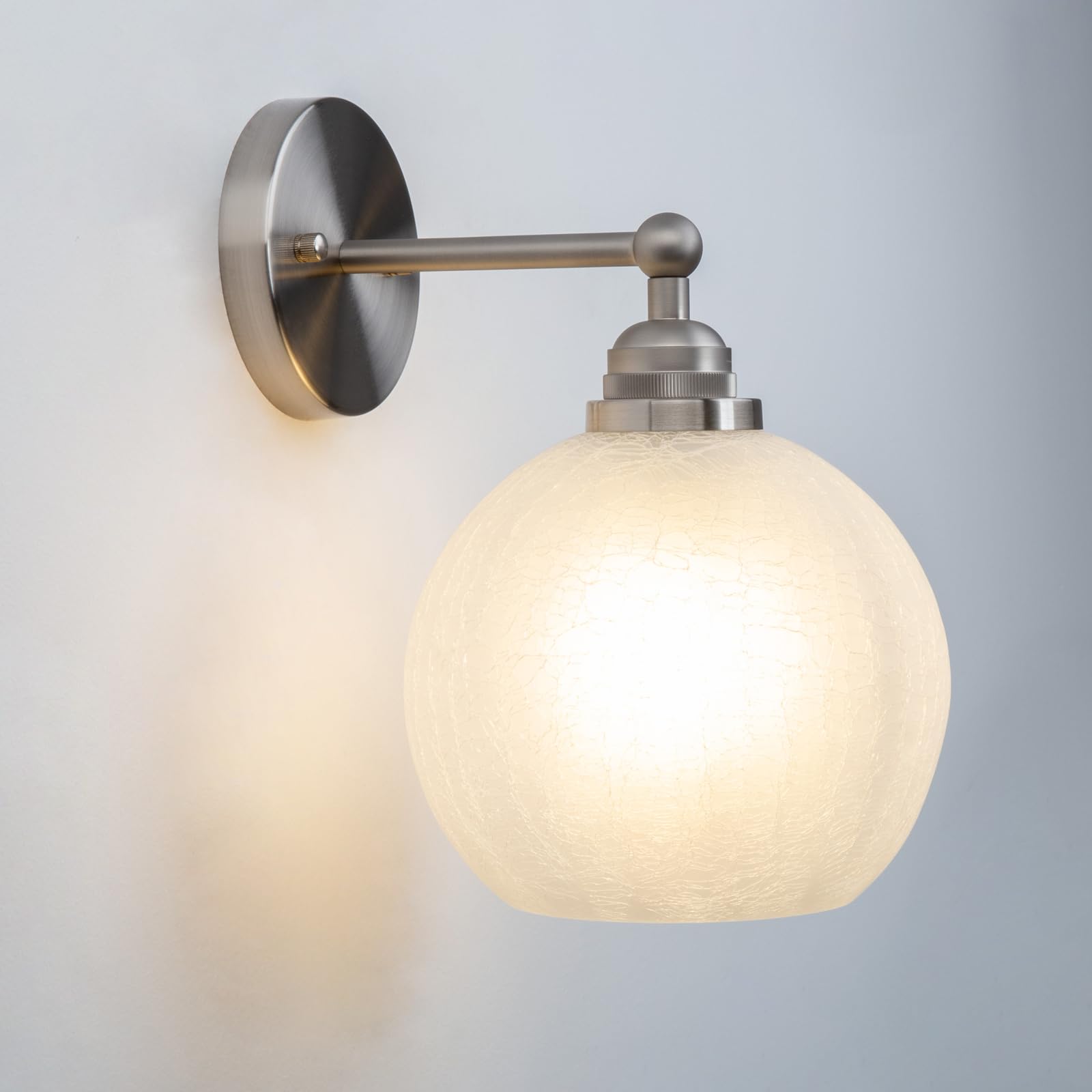 FZQSXAZU Vintage Industrial Single Wall Sconce with Frosted Globe Shade Round Wired Lamp for Bathroom Vanity Bedroom Living Room – Elegant Home Lighting Fixture