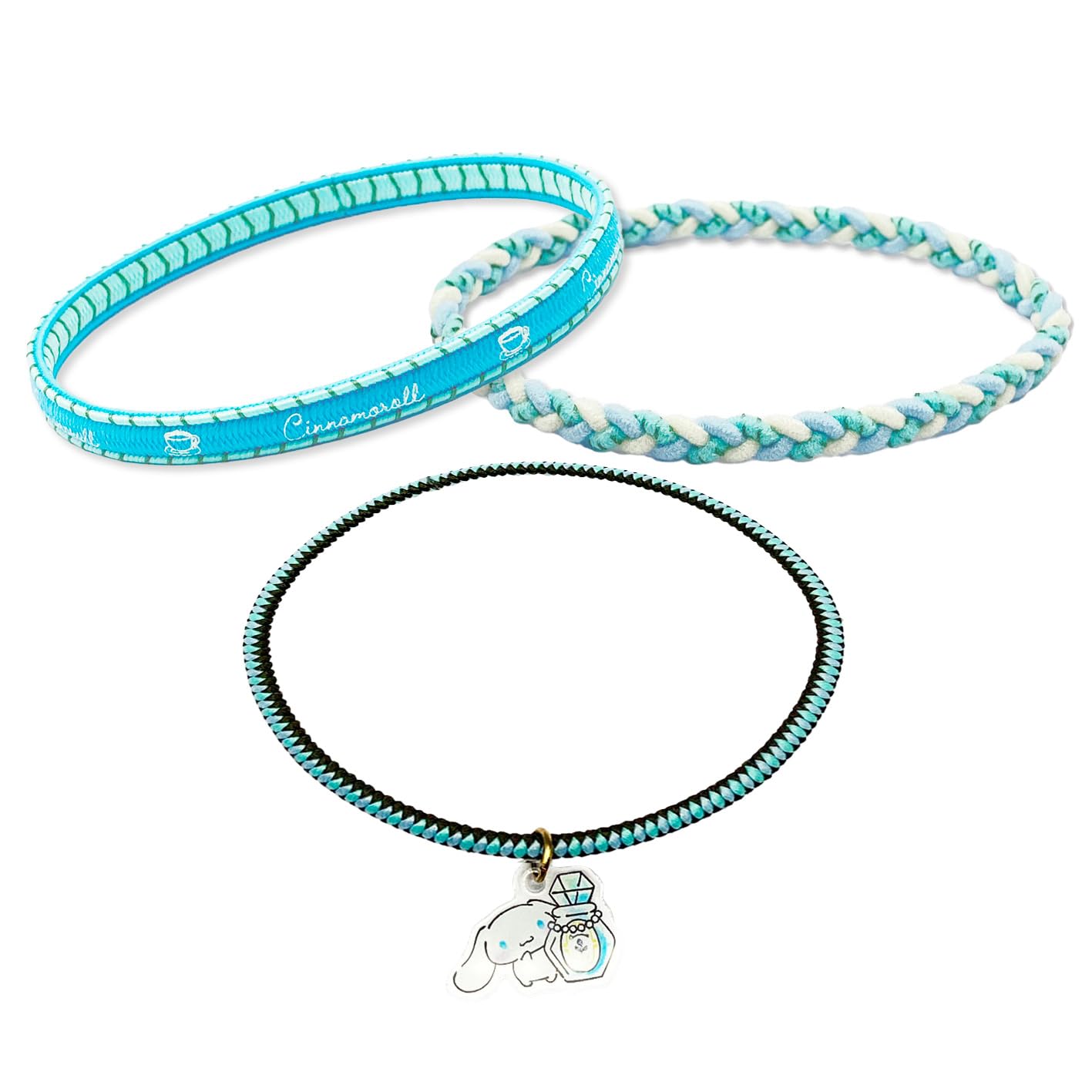 Static Electricity Reduction Rubber Bracelets 3 pieces / 2024 Sanrio Characters Made in Japan Cute Inoue Tsukui Braided Cord