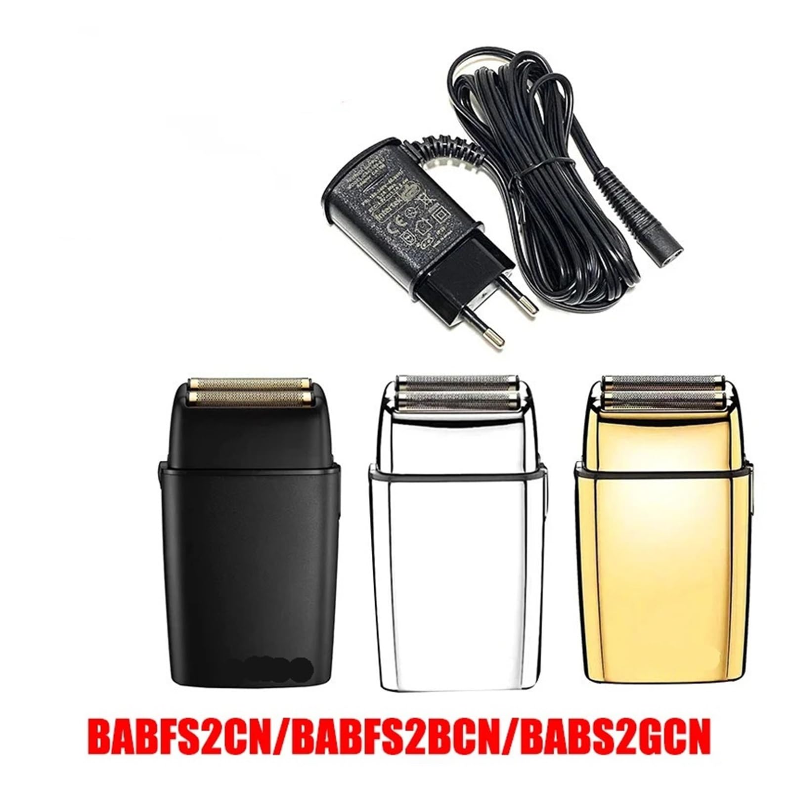 Kompatybilna z Babyliss, Pro Professional Shaver BABFS2CN/BABFS2BCN/BABS2GCN ładowarka zasilacz maszynka do strzyżenia włosów akcesoria części (2 szt.)