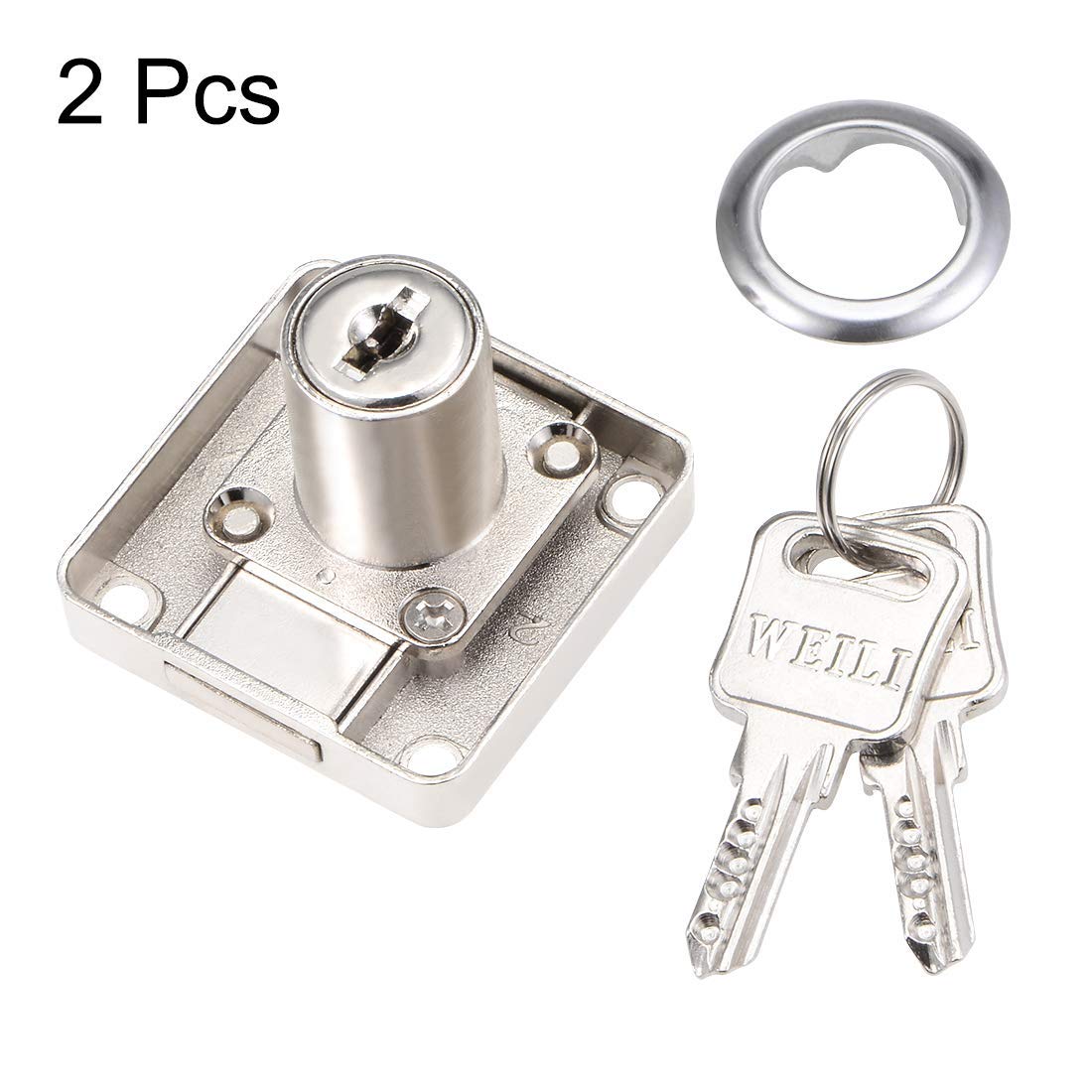 Serratura A Cilindro Per Mobili - Cassetti E Armadietti, Acciaio Nichelato Con Chiavi - 3 Misure Mandrino - Foto 9