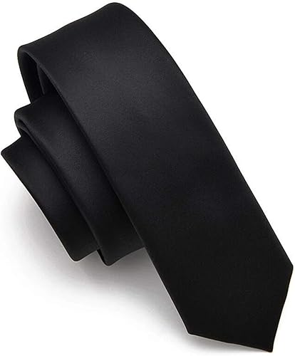 Andongnywell Men Solid Color Tie Pure Color Classic Tie Fashion Boys Neckties Silk Formal Business Ties(Black,One Size)