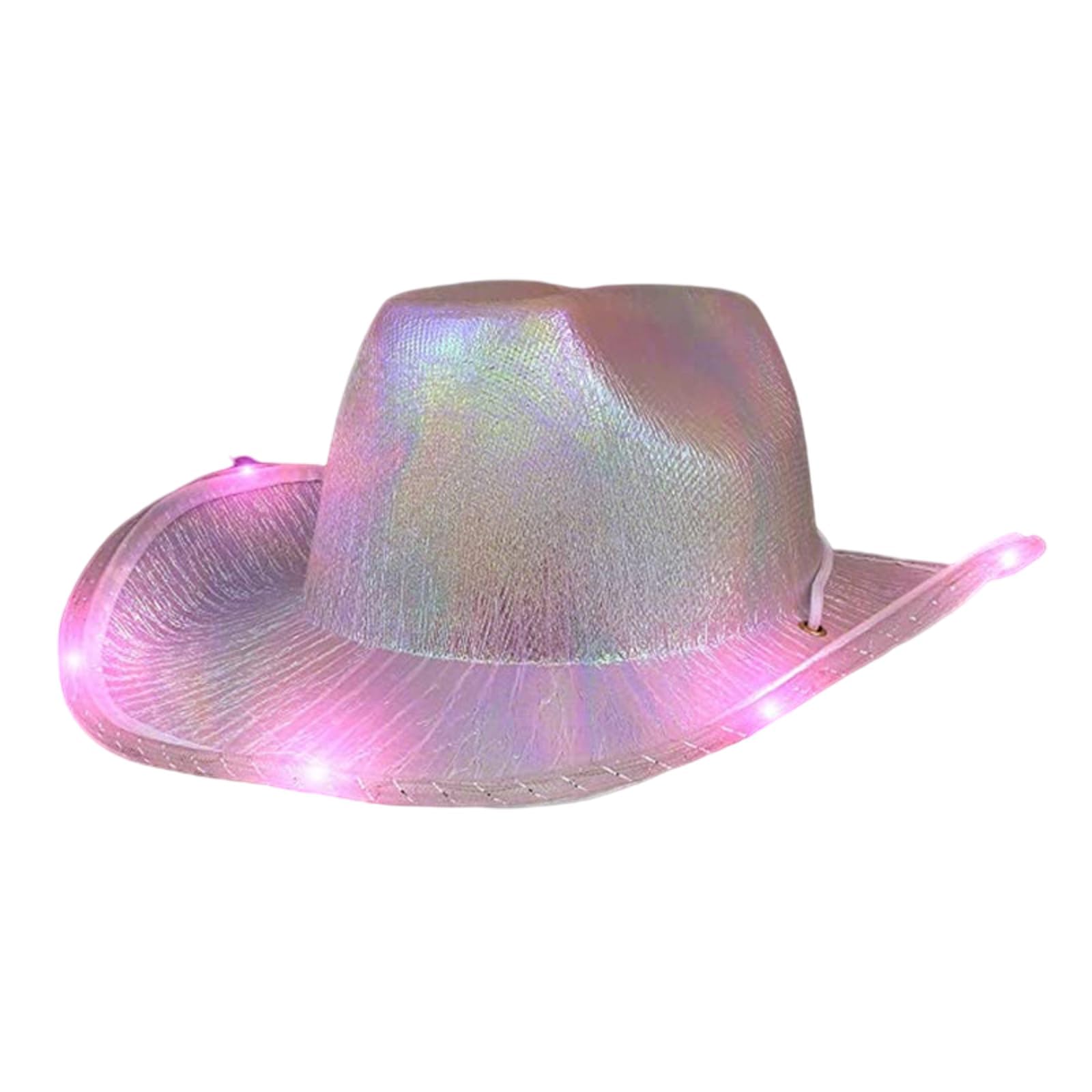 Unisex Cowboy Hat Light Up Flashing LED Brim Fun Light Up Hat For Wedding Prom Birthday Party Halloween Christmas Cosplay (Pink) โ image 1