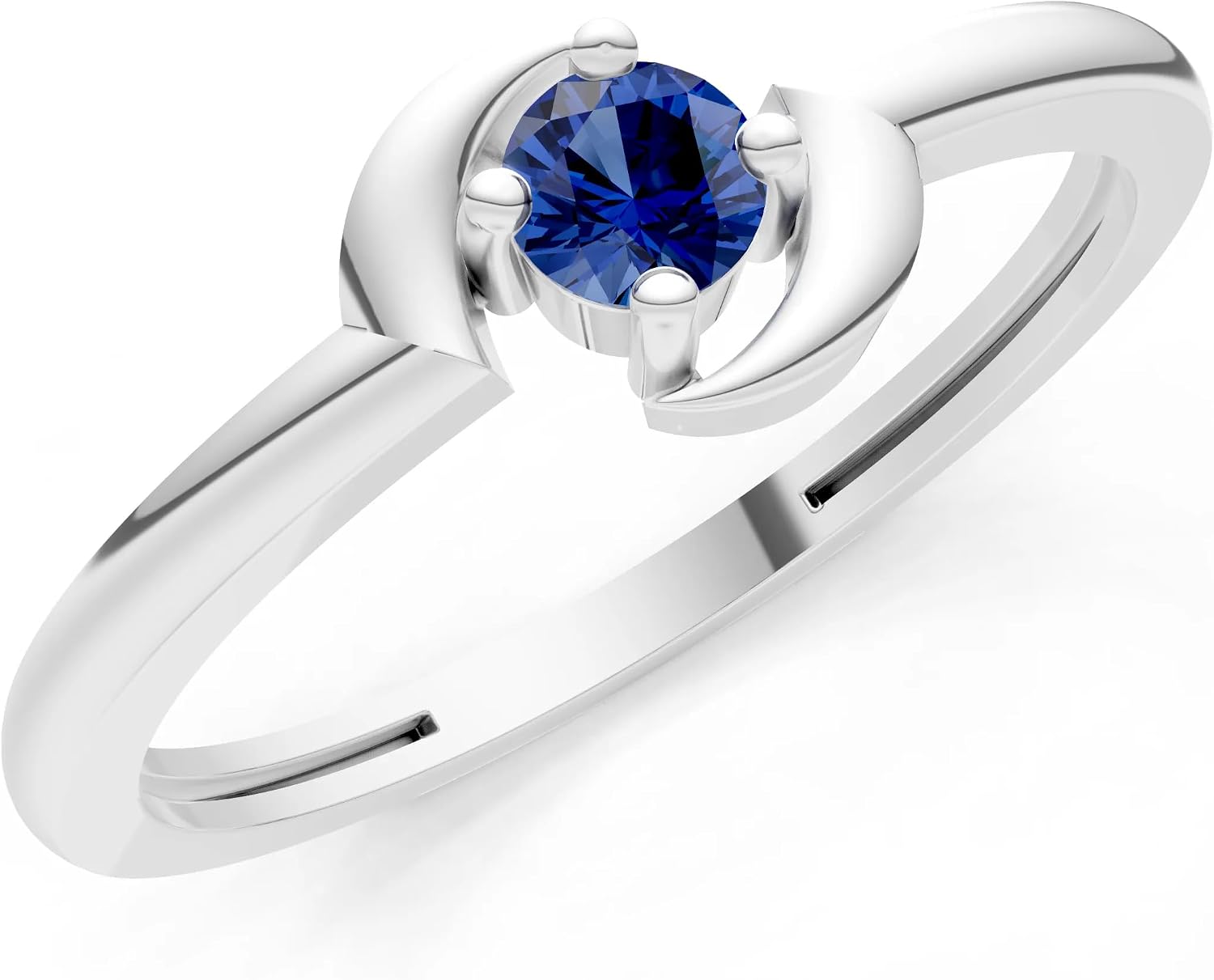 PEORA Round Cut Blue Sapphire Stackable Band Available in Solid 10K, 14K or 18K Ring – White, Yellow or Rose Gold