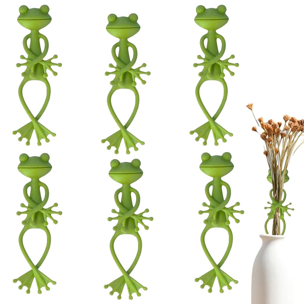 LKNBIF Frog Plant Stand, Green Frog Plant Supports, Green Frog Clip, for Climbing Vines Reusable for Small Potted & Succulents, Indoor and Outdoor Garden Decorations (6pcs)