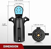 Vista 4 de Nilight 7 pines macho remolque redondo RV Blade conector enchufe 7 poste resistente 7 vías de reemplazo lateral del vehículo 6-24V para enganche