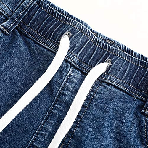 Image of THUNDER STAR Women Mid Rise Ripped Stretchy Jeans Shorts Frayed Raw Hem Casual Denim Shorts