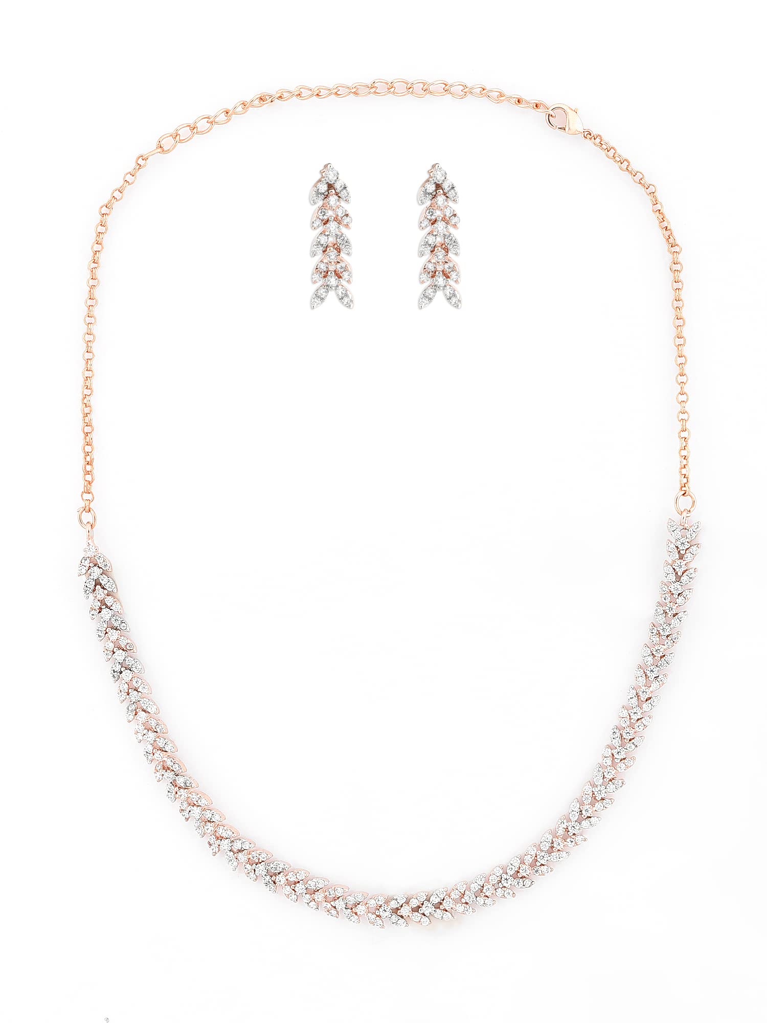 ZAVERI PEARLS Two Tone Dazzling Cubic Zirconia Bling Necklace & Earring Set For Women-ZPFK15227 (B0BRXMP2JS) Amazon Price History, Amazon Price Tracker