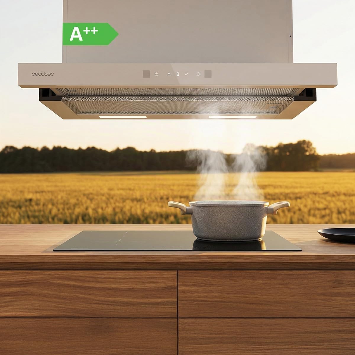 Cecotec Bolero Flux Teleskop-Dunstabzugshaube 60cm 606,4 m³/h Energieklasse A++ Bewegungssteuerung Booster