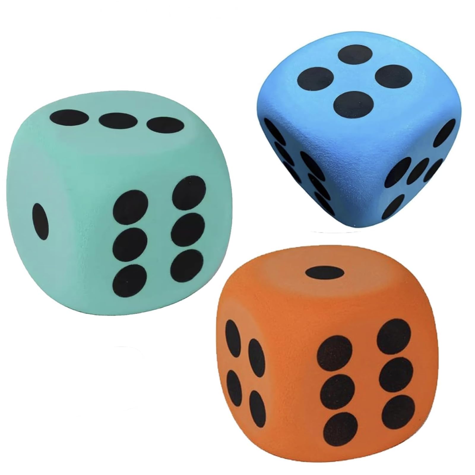 3Pcs Large Giant Foam Dice Set, 6cm Rounded Corners Dice with Numerical Dots, Jumbo Foam Cubes for Themed Party Games & Kids Intelligence Development