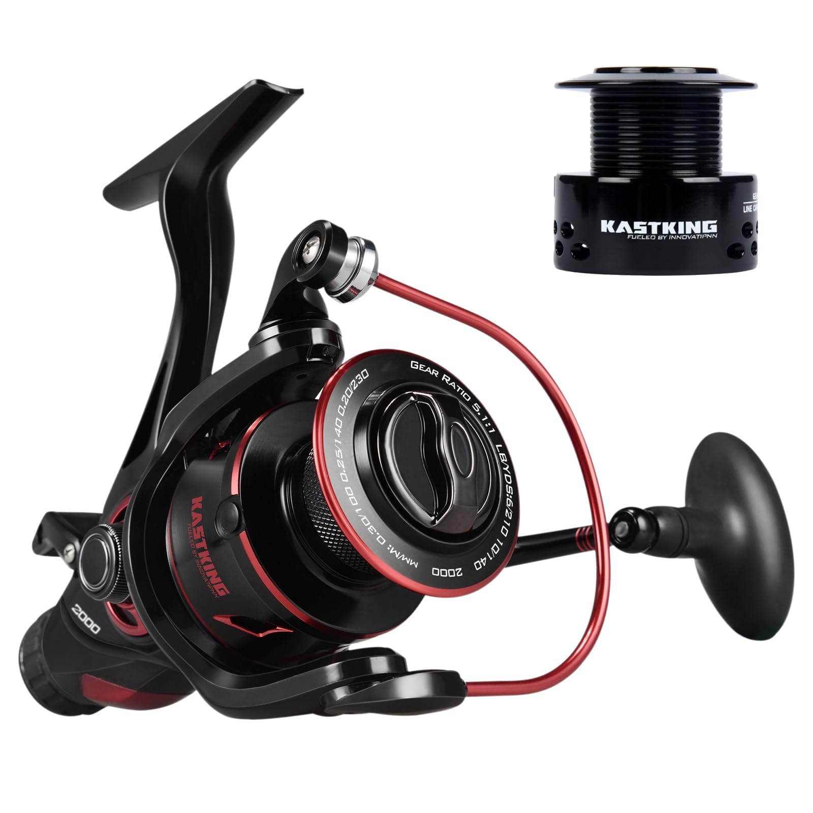 KastKing Sharky Baitfeeder III Spinning Reel 10+1 Shielded Stainless Steel BB - Carbon Fiber Drag for Live Liner Bait Fishing Action