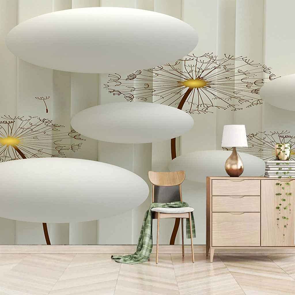 Papier Peint 3D Pissenlit Boule autocollant canevas 150x105 cm pour décoration murale du salon