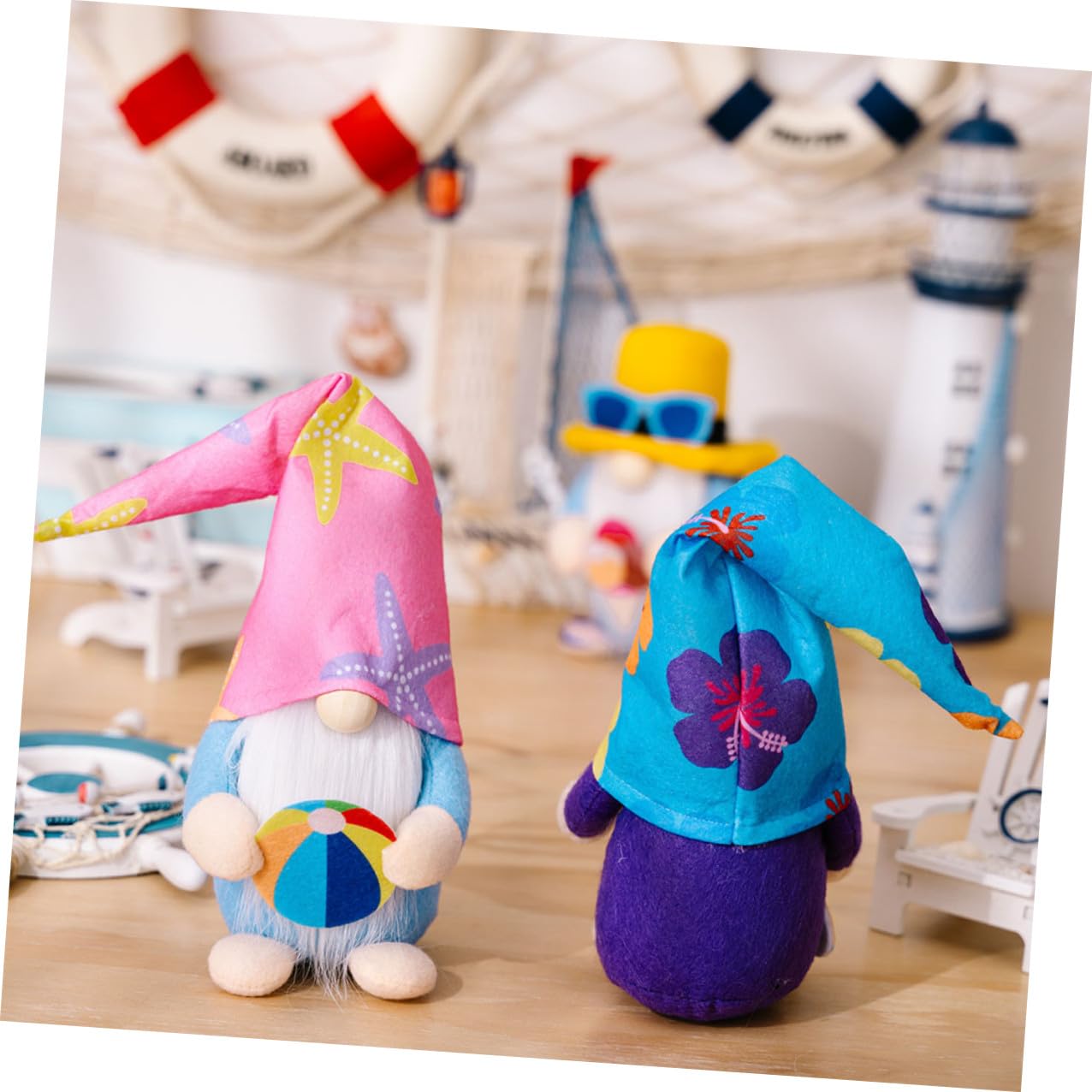Ornamenti Gnomi di Peluche 3 Pezzi Accessori Spiaggia per Decorazioni Estive di Casa e Spazi Esterni