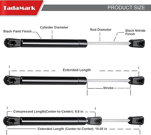 Miniatura 4 de 2 piezas de 10 pulgadas, 22.5 libras100 N amortiguador de gas para RV Bed Storage Toolbox tapa, tapa ligera para gabinete, cubierta de cama camper