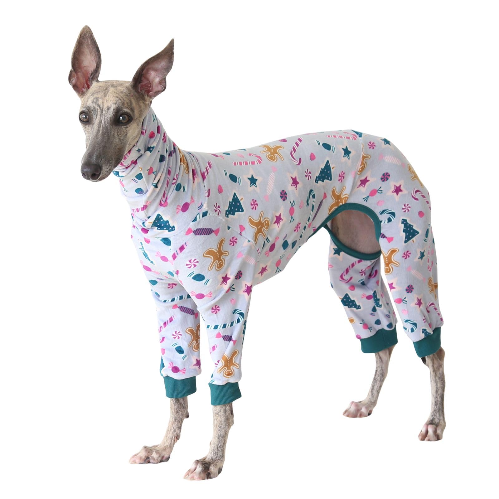 Greyhound Jumper,Whippet Cotton Pajamas Dog Onesie Dogs Jumpsuit (Green Candy, XS)
