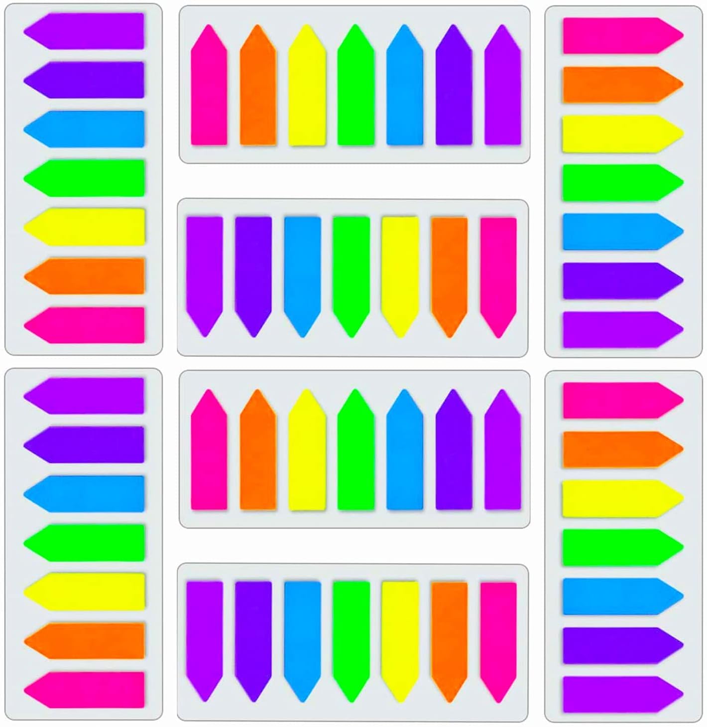 McMola Sticky Notes Flags 1120 Pcs, 7 Color Index Tabs Index Flag Bright Colors Page Index Stickers Translucent Page Makers for Page Bookmarks (Arrows)