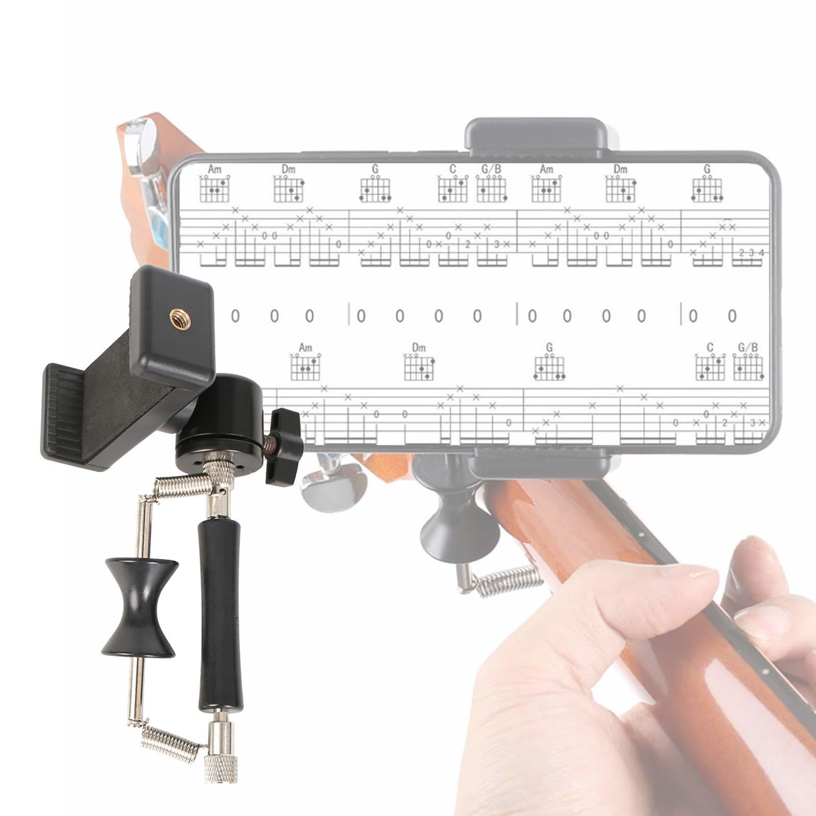 Gitarren Schiebecapo mit Handyhalterung, Smartphone Gitarren Capo, Rollcapo Clip
