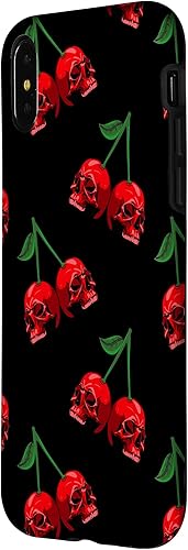 Miniatura 8 de Funda para iPhone 11 Pro Max con diseño de calavera de cereza roja con fondo negro