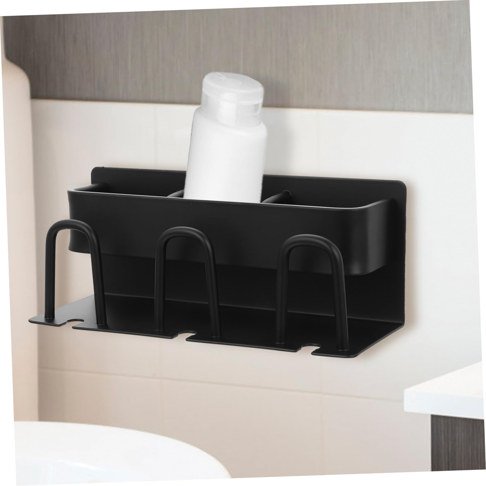 Portaspazzolino da Parete in Metallo Spazzolino e Dentifricio con Sgocciolatoio Organizer Bagno per Spazzolini Elettrici e Bicchieri Nero