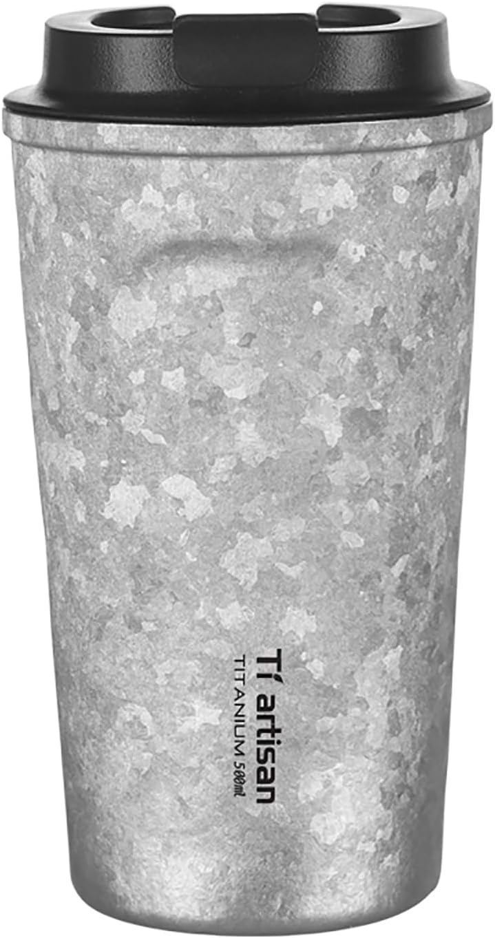 Titanium Water Bottle Coffee Cups Titanium Insulated Water Bottle Wide Mouth Titanium Cup Easy To Clean Leakproof & Packable for Travel & Sports 16.91fl oz (500ml)